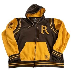 Rocawear Classic Men's Brown Yellow Letter R Full Zip Hoodie Jacket 3XL